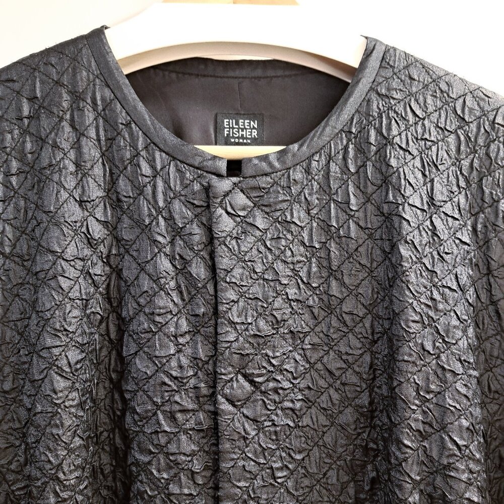 Eileen Fisher Silk Textured Long Sleeve Jacket Magnetic Closure Size 1X - Picture 2 of 11